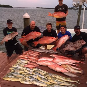 Catch from 6/7/15 Trip. ARS, Mahi, Snowy Grouper, Yellow Edge, Almaco, Mango and Red Grouper